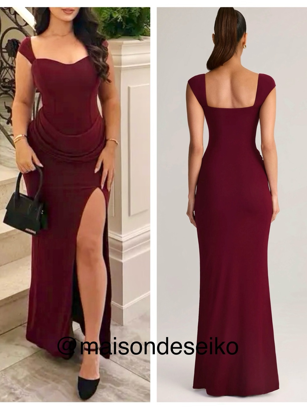 NEW Oh Polly Maxi Dress Burgundy Red Elva Modal Jersey Wedding Guest size XXS